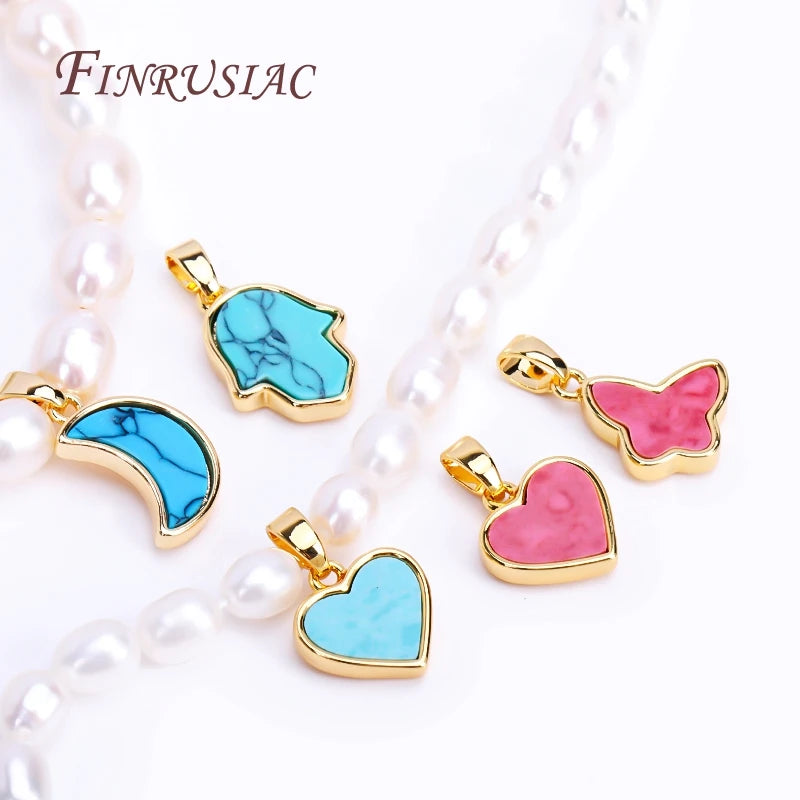 18K Gold Plated Turquoise Geometry Pendant Charms | DIY Necklace Pendant Charm P3