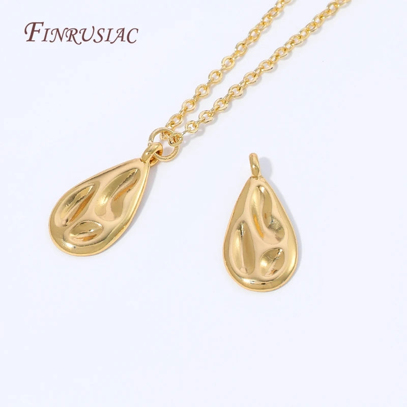 18K Gold Plated Teardrop Charms | Brass Water Drop Pendants Jewelry Making Charms P3