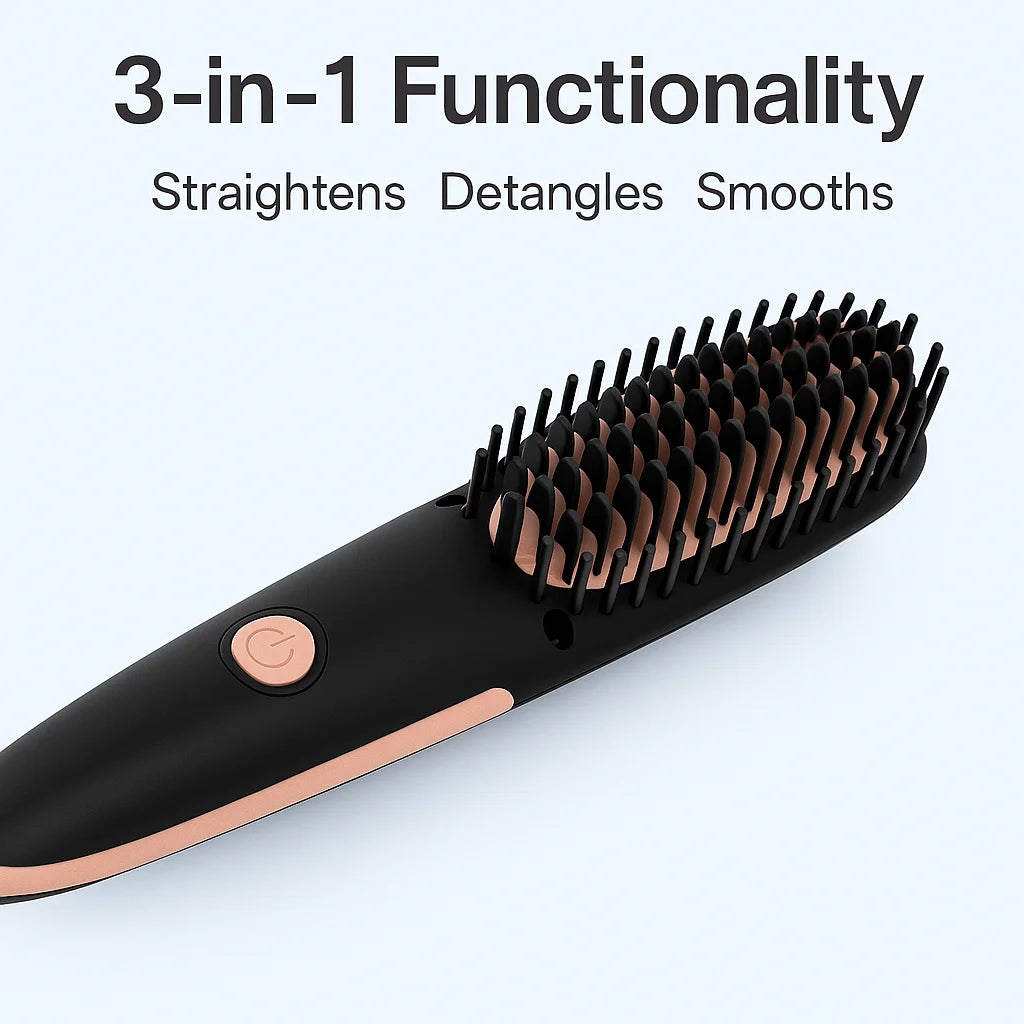 Mini PTC Ceramic Hair Straightener Brush – Compact Styling Tool Hair Straightener Brush P3