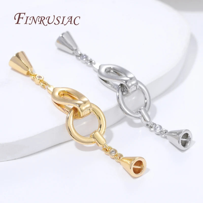 14K Gold Plated Brass Pearl Clasp & Necklace Connector Findings Jewelry Clasp Findings P3