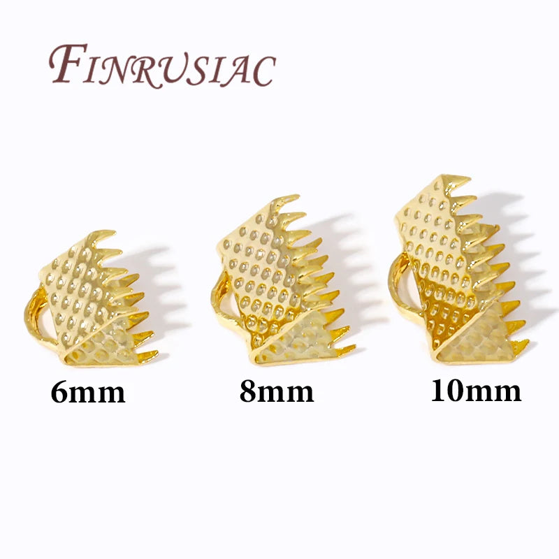18K Gold Plated Foldover Crimp End Caps | DIY Jewelry Findings Jewelry Findings P3 18K Real Gold Plated 10mm-60pcs