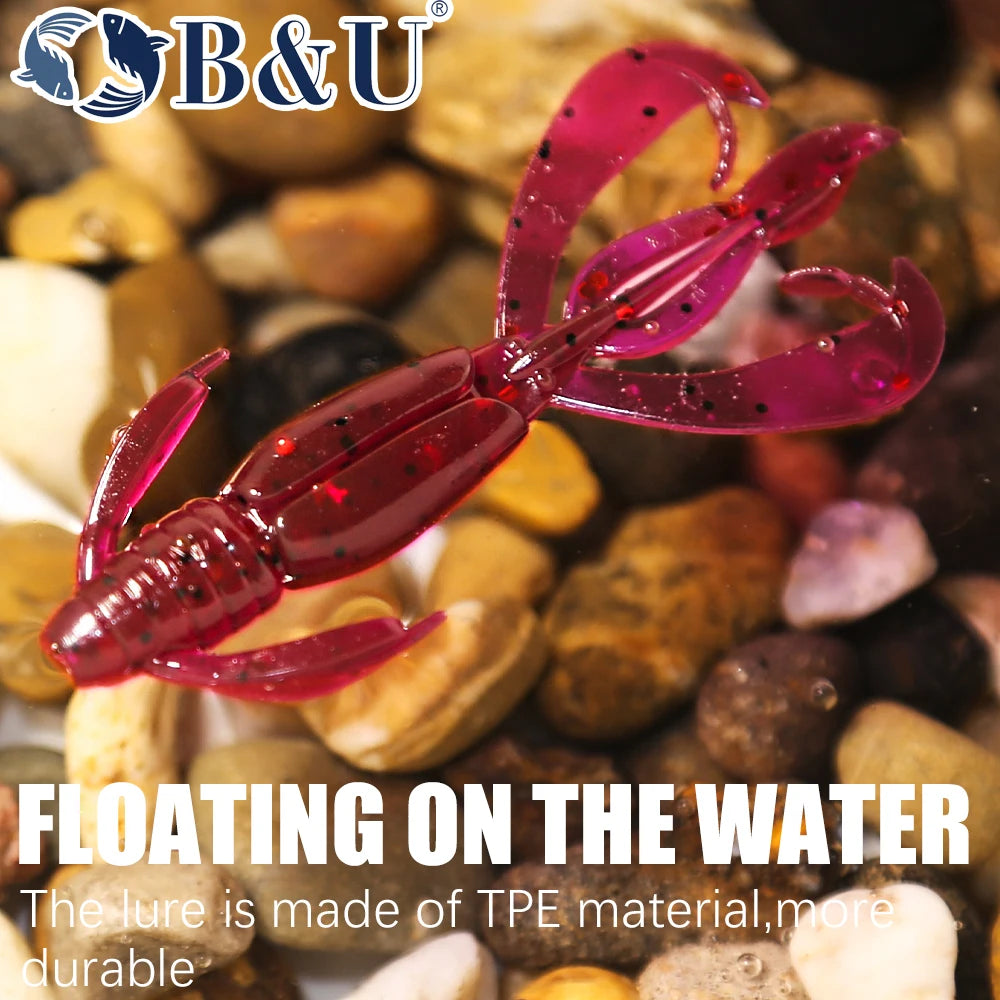 B&U Floating Soft Bait Lures – Worm Craw Shrimp Salted Silicone Soft Fishing Bait P3