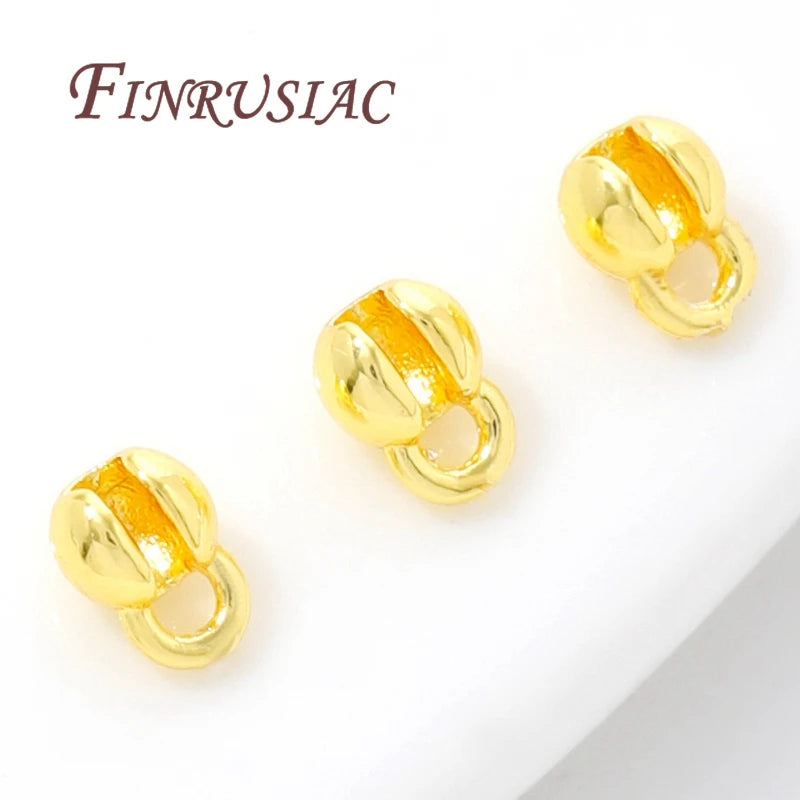18K Gold Plated Brass Crimp Beads & Ball Chain Connectors DIY Jewelry Findings P3