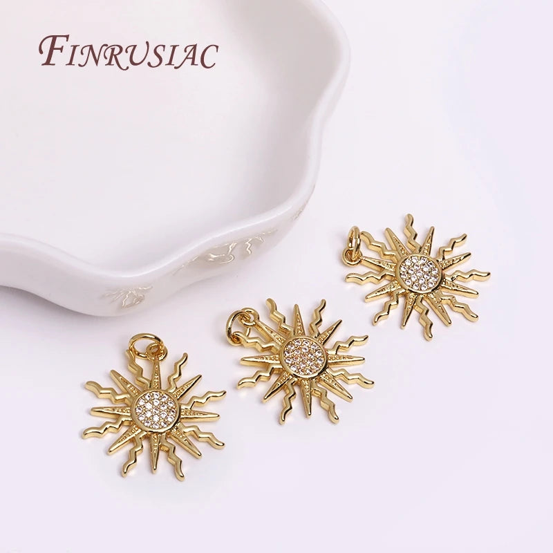 18K Gold Plated Sun Charm Pendant | DIY Jewelry Making Jewelry Charm Pendant P3