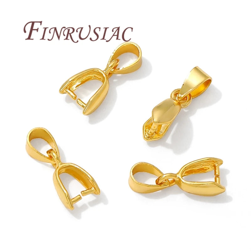 18K Gold Plated Brass Pinch Bail Connectors | DIY Jewelry 5–15 Pcs Jewelry Bail Connectors P3