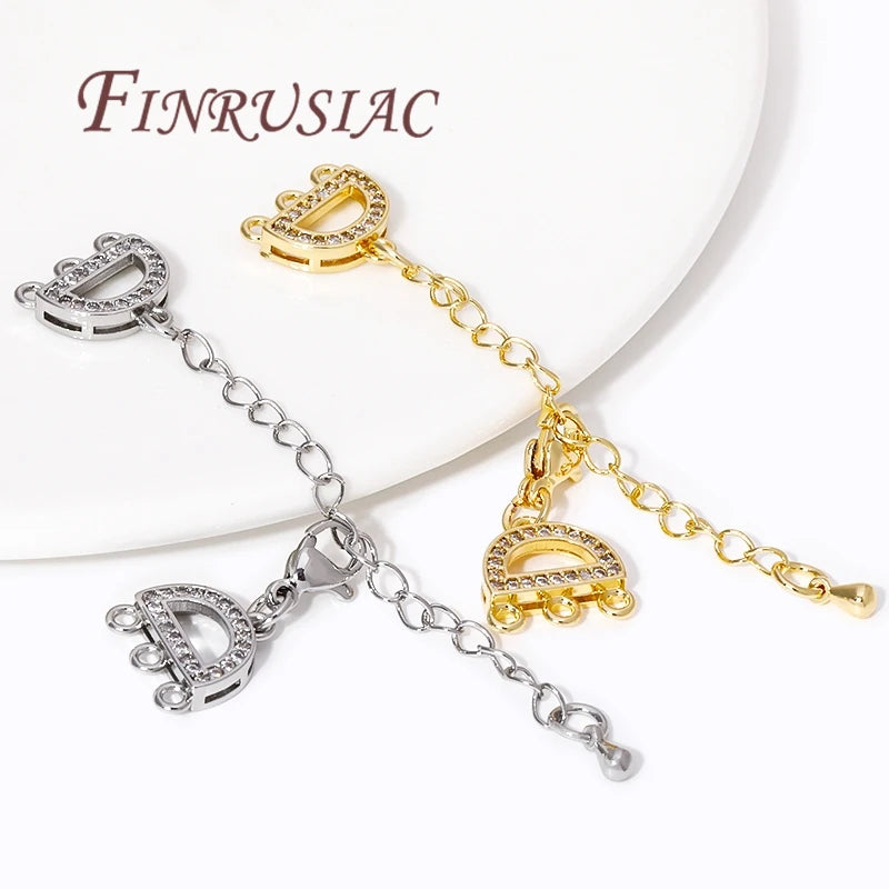 18K Gold Plated Zircon Lobster Clasp Extension Chain DIY Set Jewelry Findings Set P3